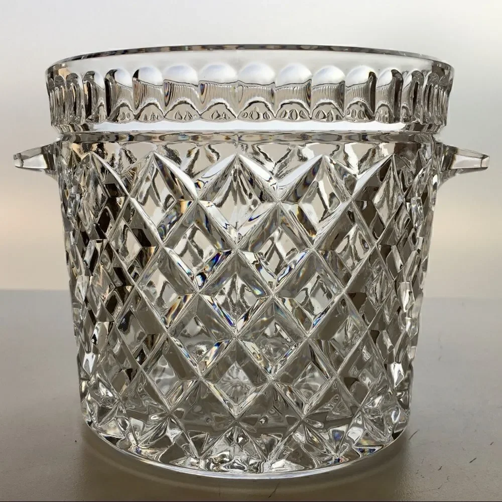 Bohemia Genuine Crystal Criss Cross Diamond Ice Bucket Tab Handles
